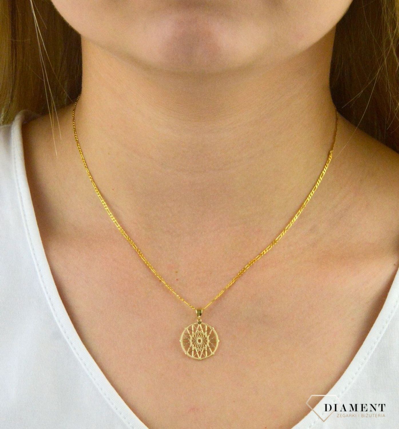 Złota zawieszka ażurowe kółko ZA 6708.  Złota zawieszka. Złota zawieszka kółeczko. Złota zawieszka w kształcie kółka. Idealna zawieszka na prezent. zawieszka dla ukochanej..jpg